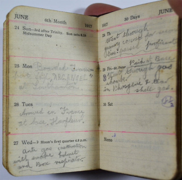 This diary belonged to gunner Joseph Allen, a railwayman