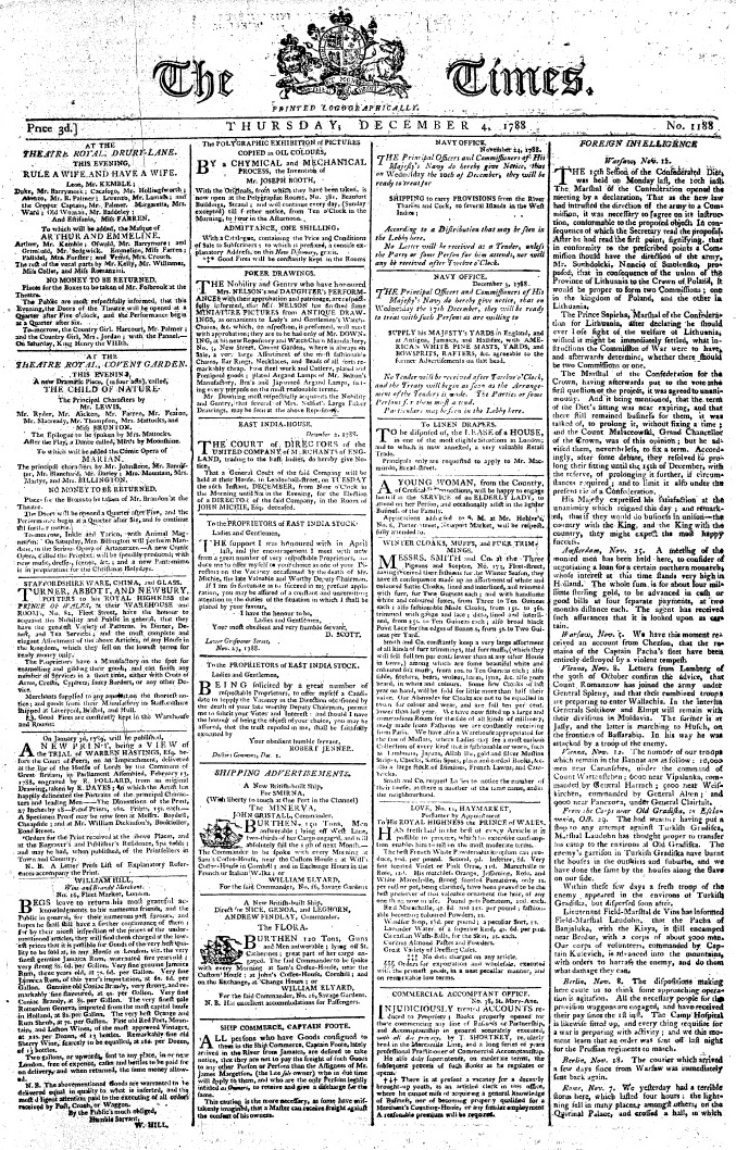 The Times from 4 December 1788