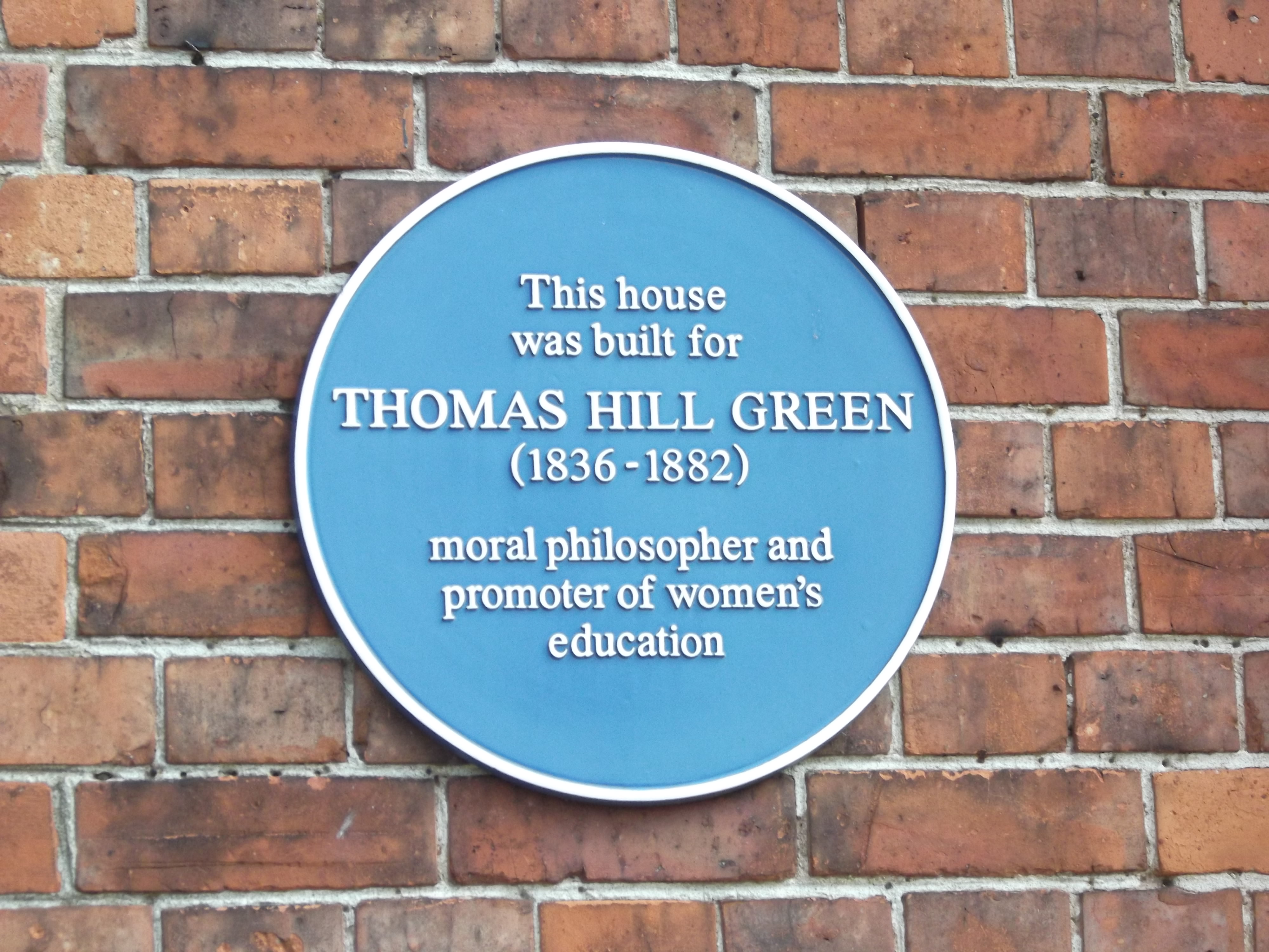 Plaque commemorating Thomas Hill Green
