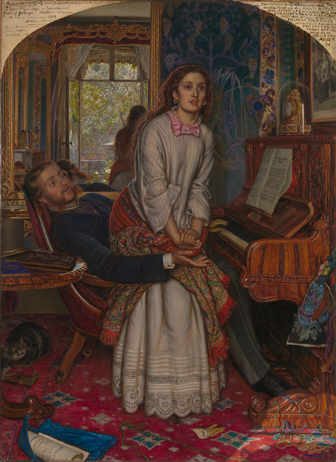 Both characters in this painting about a fallen woman, The Awakening Conscience by William Holman Hunt, have red hair