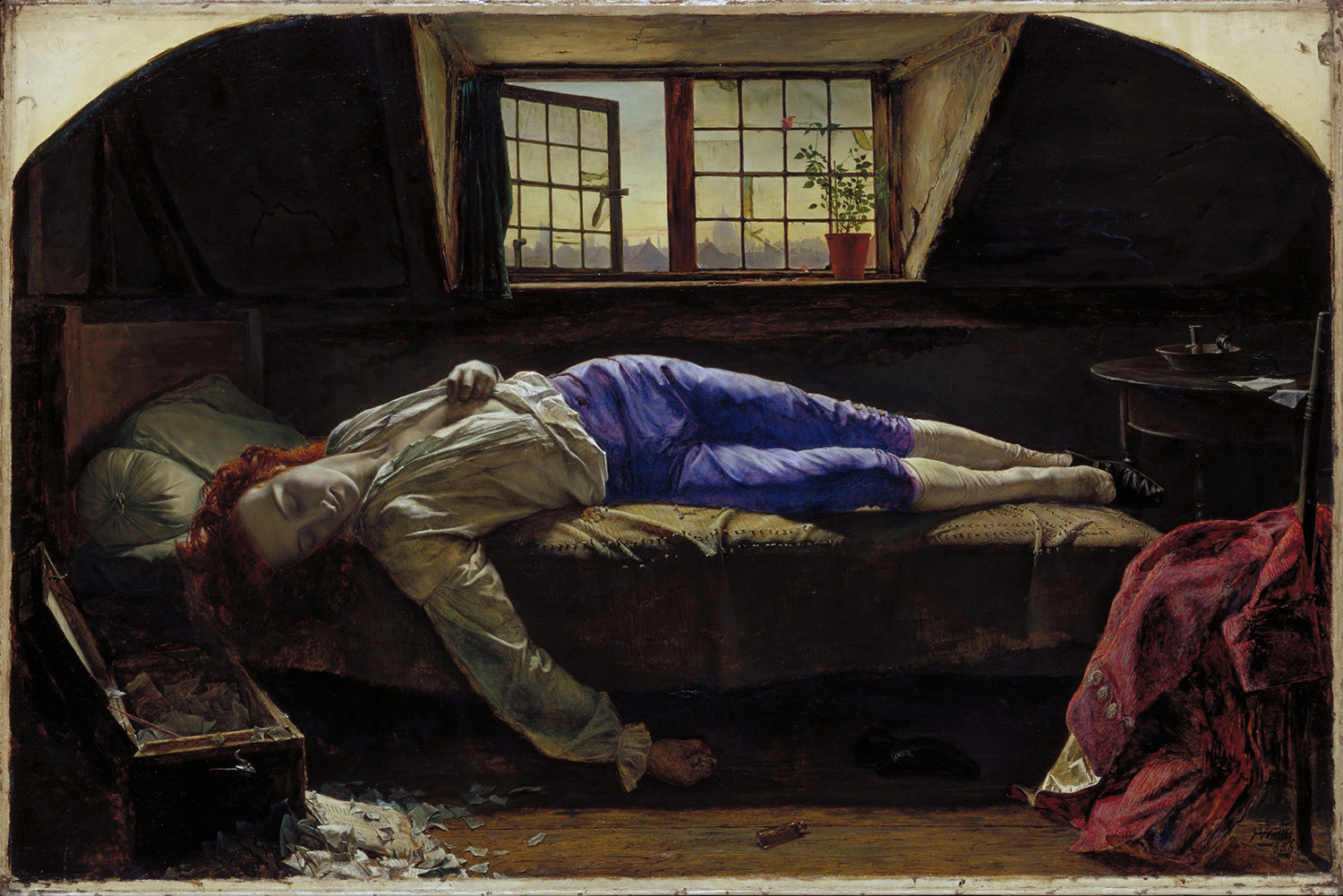 The Death of Chatterton by Henry Morris used a red haired male model, the novelist George Meredith