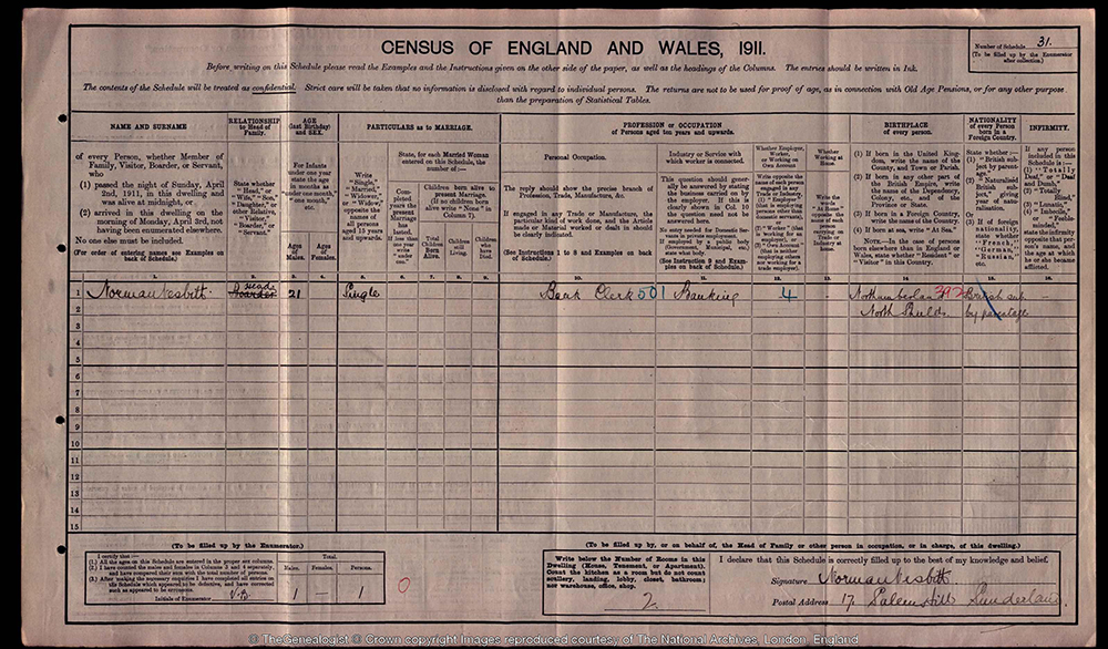 The Using TheGenealogist’s address search to confirm Mr Nesbitt in the 1911 census