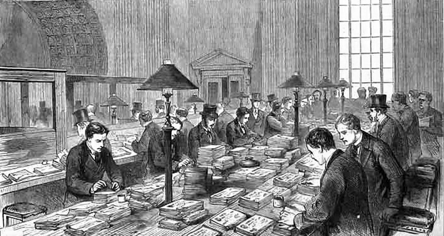 The accountant’s bank note office at the Bank of England, 1870