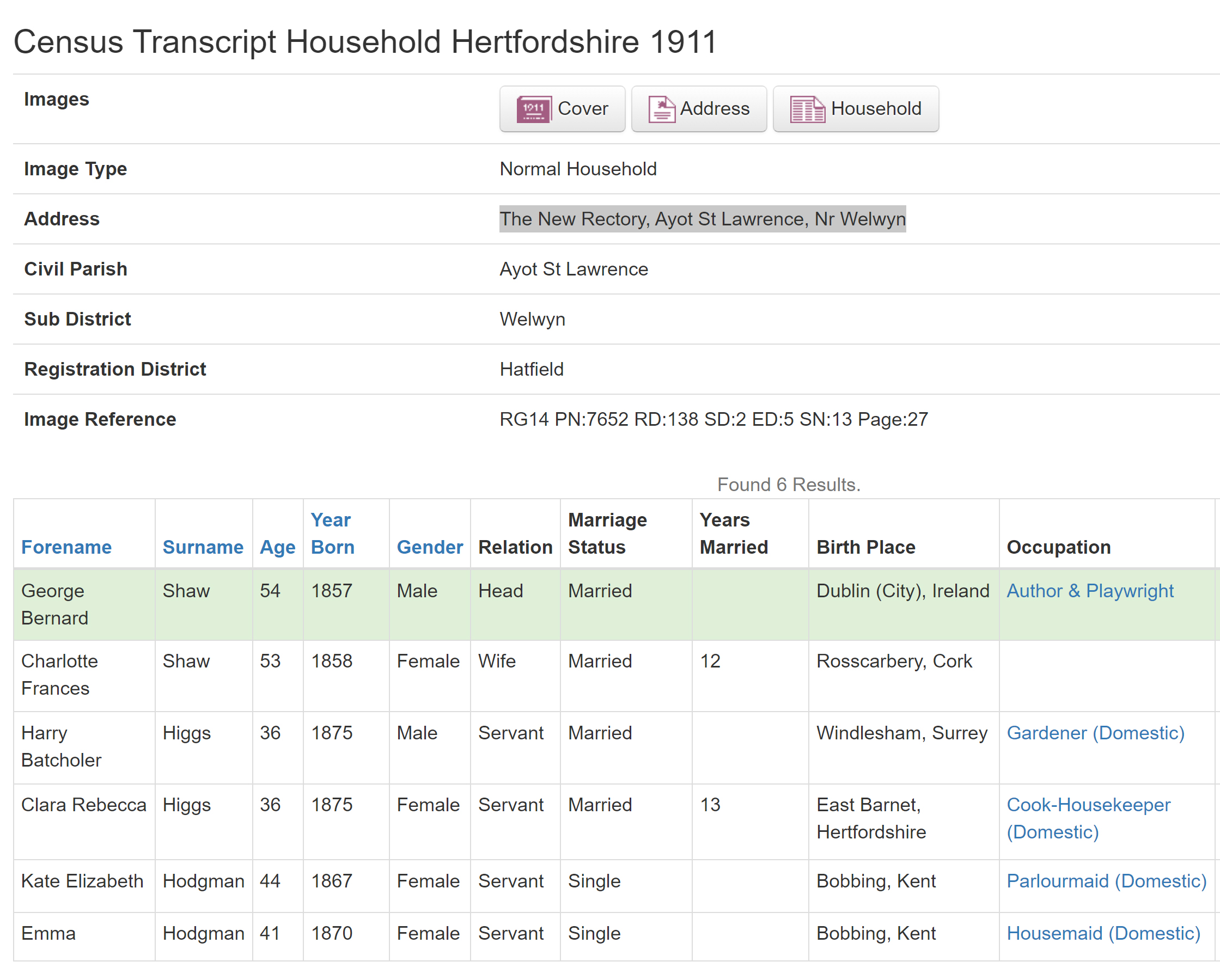 Hertfordshire 1911 Census