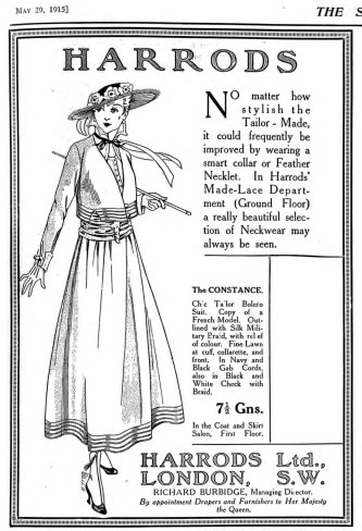 Harrods advert in Sphere Magazine (May 1915), from theNewspapers collection at TheGenealogist.co.uk