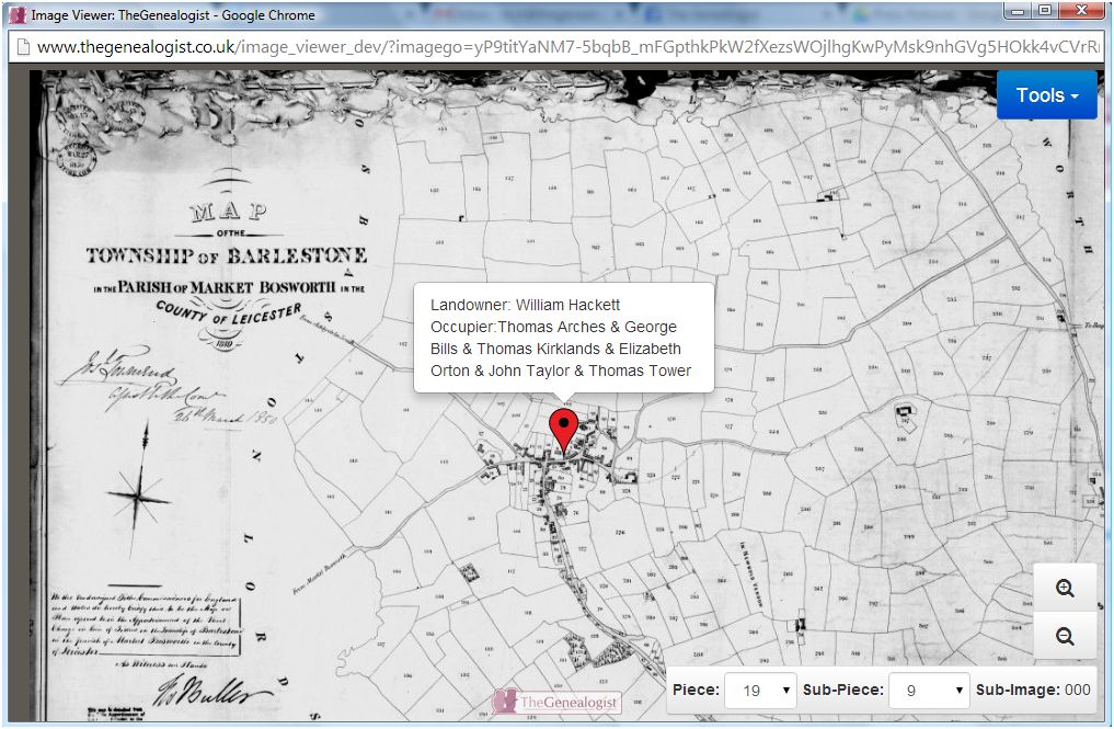 Barlestone Tithe Map at TheGenealogist