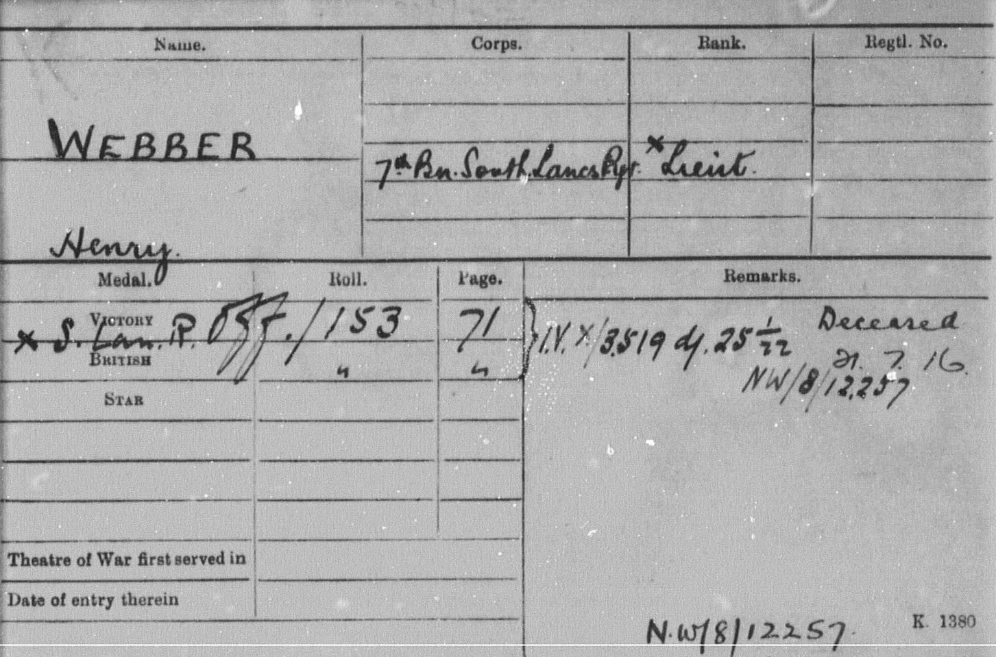 WWI Campaign Medal Record Card on TheGenealogist