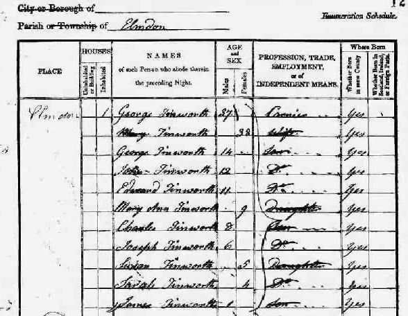 The Tinworths in Elmdon Essex 1841 census on TheGenealogist