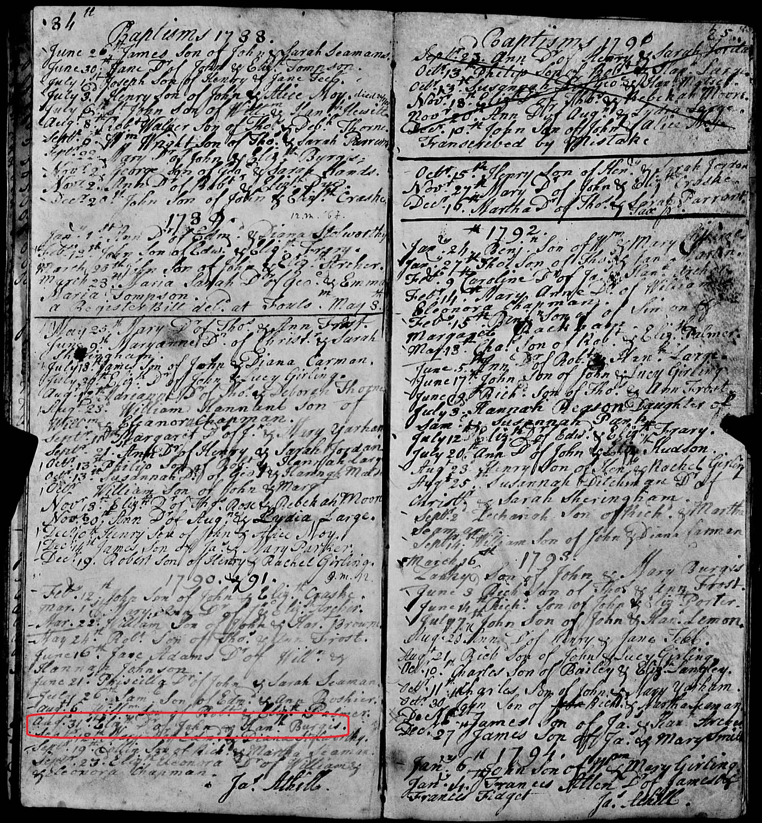 Foulsham, Norfolk parish register 1790
