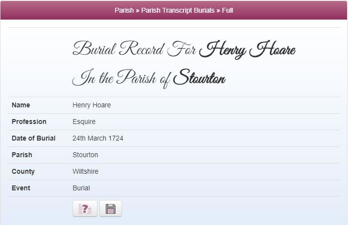 Burial on 24 March 1724 of Henry Hoare in the Parish Records on TheGenealogist