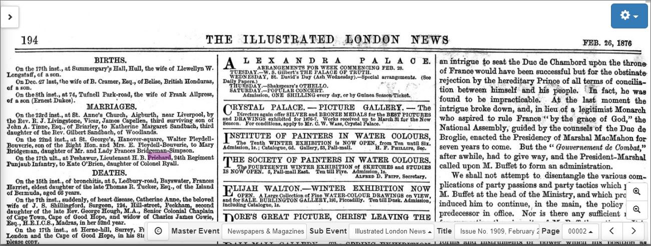 The Illustrated London News February 26, 1876 from TheGenealogist's Newspapers & Magazines