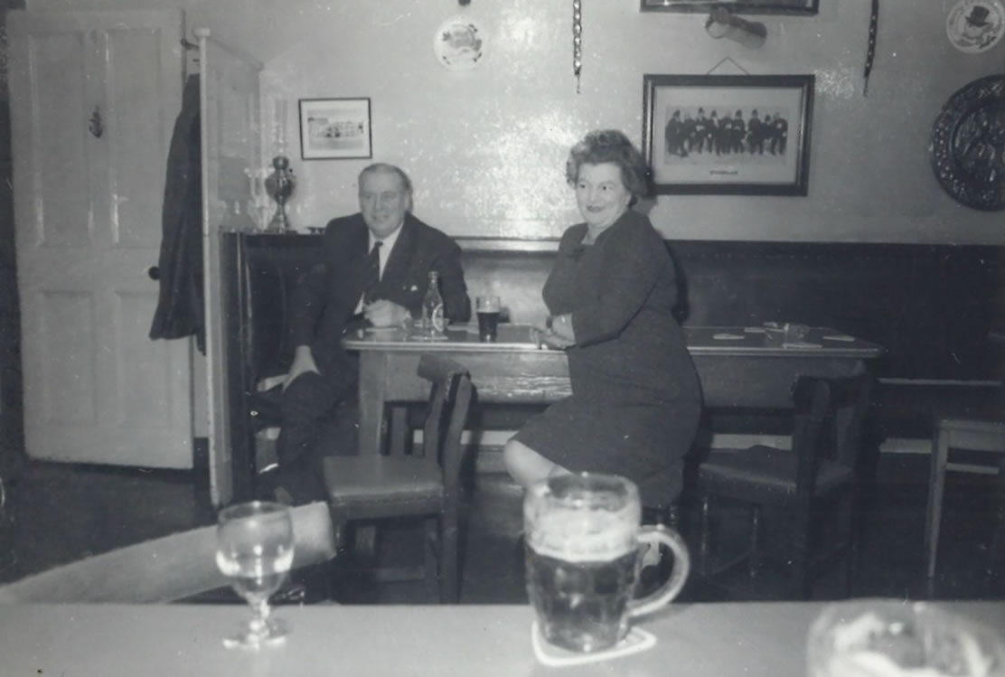 Greta Verdun (R) and husband in Junction inn pub, Skelmanthorpe - Jodie Whittaker's Grandmother