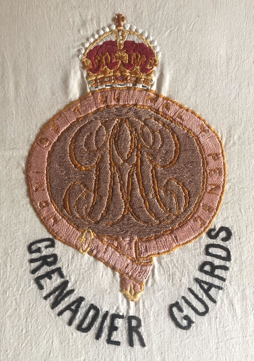 John George Boorman (David Walliams' paternal great grandfather) embroidery of Grenadier Guards crest