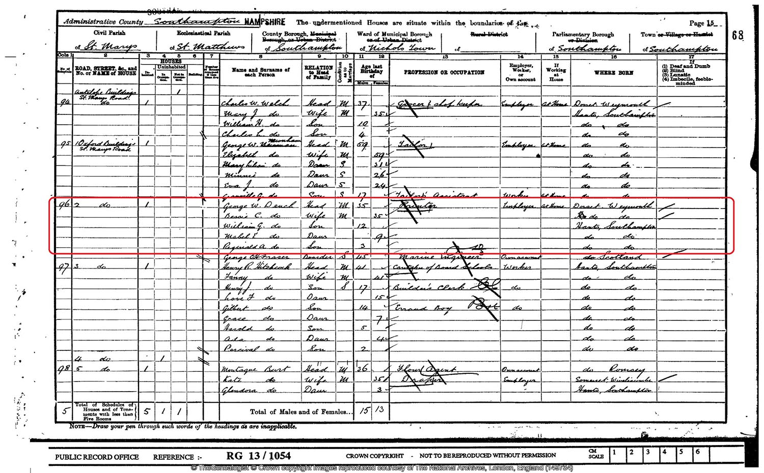 1901 census of Hampshire finds Judi’s grandparents and family before their move to Ireland