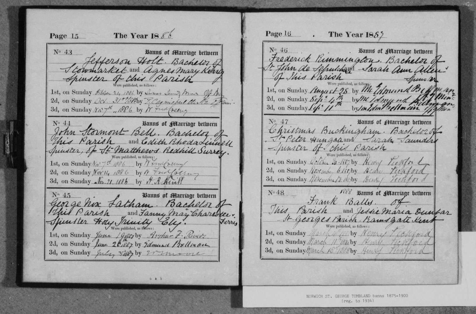 Marriage Banns records from TheGenealogist's Norfolk Parish Records in association with the Norfolk Record
		Office
