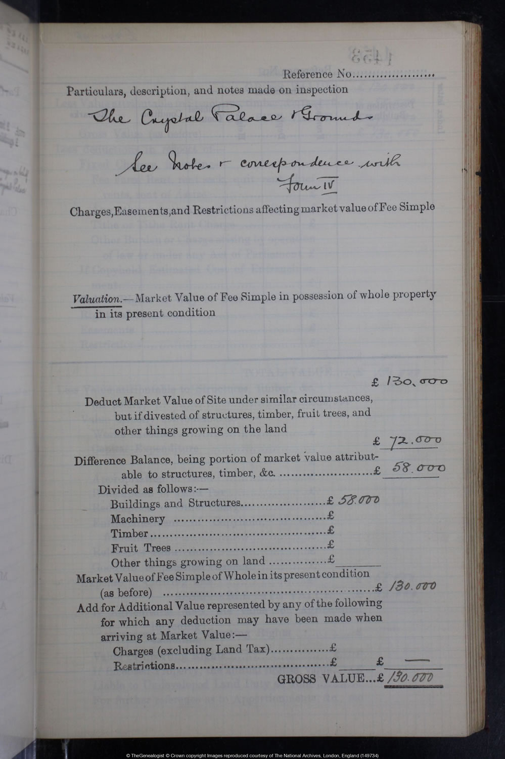 Lloyd George Domesday Records for Crystal Palace on TheGenealogist. Gross Value £130,000 in 1910 equivalent to
		about £14,120,000 today