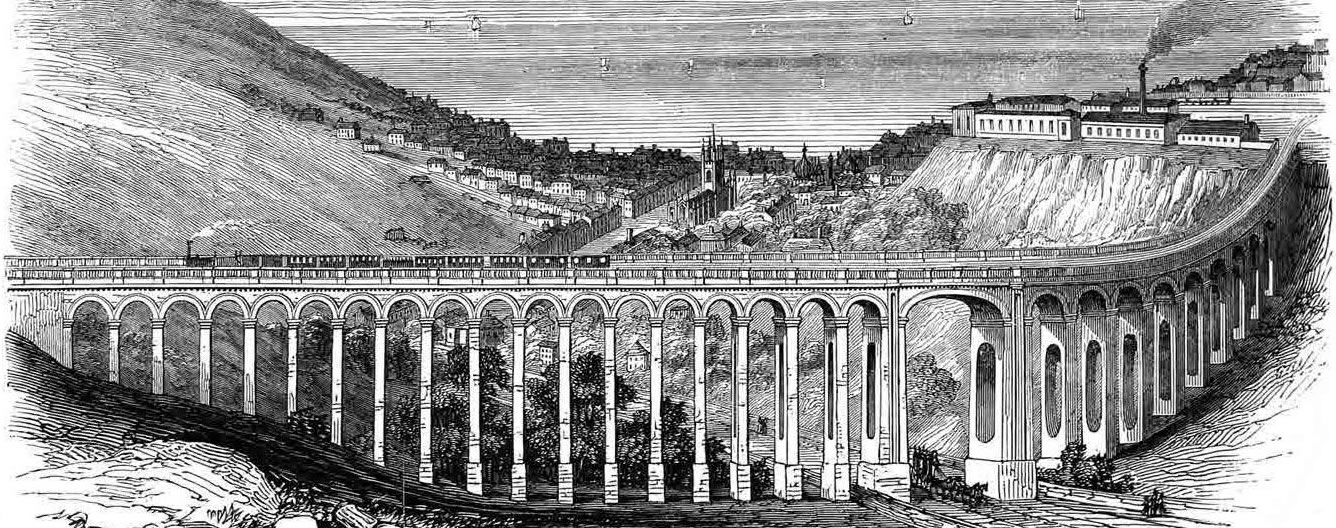 This image from the Illustrated London News at The Genealogist shows the Brighton, Lewis & Hastings Railway
		company's new viaduct in 1846, transforming the landscape – the church just behind it is St Peter's, Preston, a
		short distance from where one the Gillams made a grisly discovery just 15 years earlier.