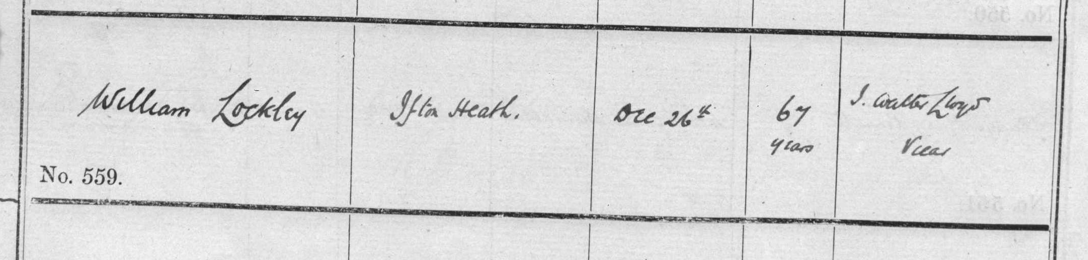 William Lockley's burial record at TheGenealogist