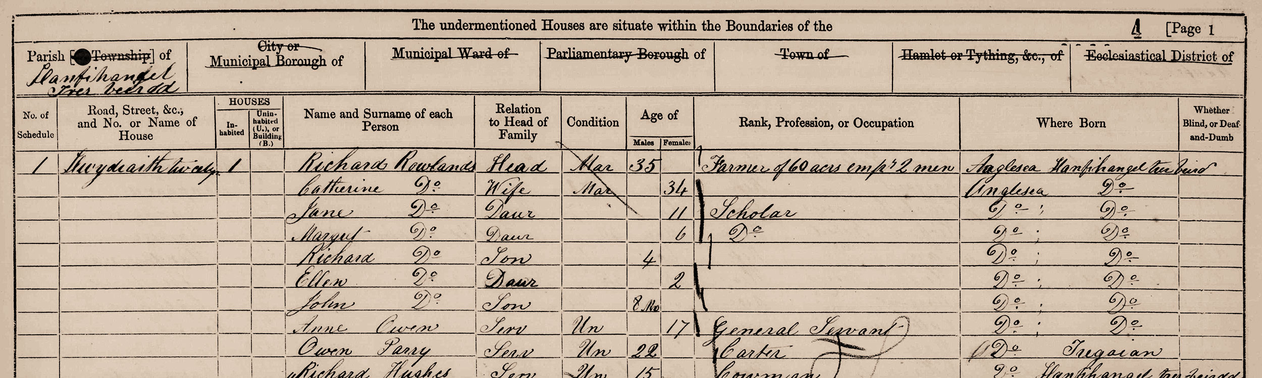 Census 1861 Anglesey
