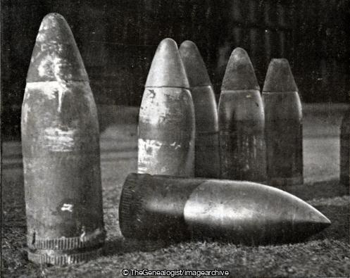 11.2 inch shells unexploded picked up in Hartlepool district P32 (11.2 Inch, 1915, Armour Piercing, East Coast Raids, Shell)