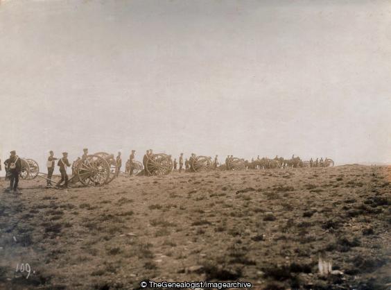128th 129th 130th BRFA in Action on Holstock (128th Battery, 129th Battery, 130th Battery, 1901, C1900, Devon, England, Gun And Limber, Okehampton, Regiment, Royal Artillery, Royal Field Artillery, Weapon)