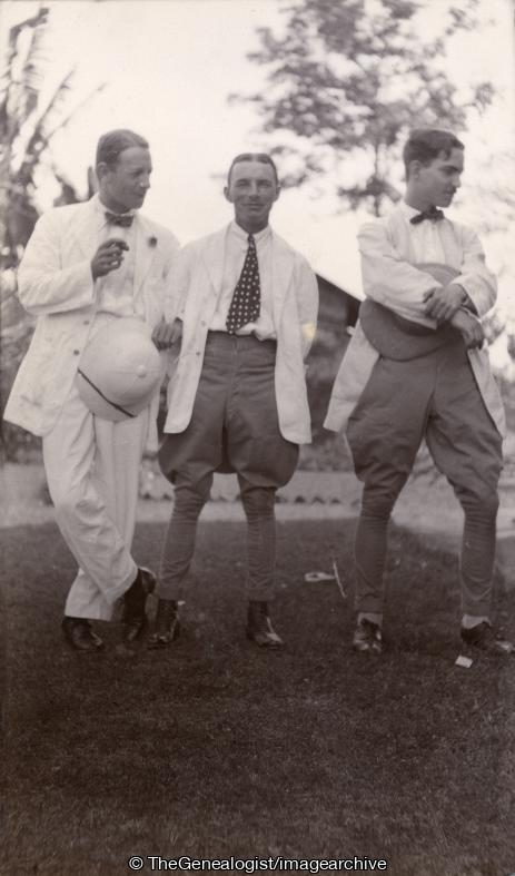 3 men two in riding breeches (C1890, India, men, riding breeches)