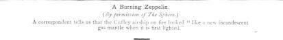 A Burning Zeppelin (Cuffley, Hertfordshire, WWI, Zeppelin)