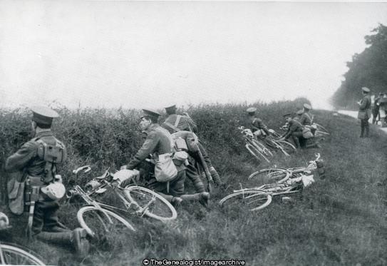 A Cyclist Patrol in Position (Army, bicycle, Cyclist Patrol, WWI)