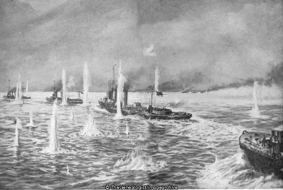 A Destroyer in the North Sea off Zeebrugge Four British Destroyers chasing Eleven of the Enemy (Destroyer, Navy, WWI, Zeebrugge)