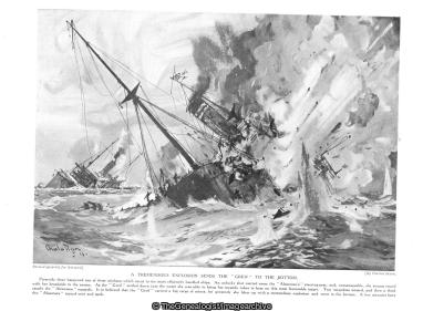 A tremendous explosion sends the 'Greif' to the bottom (1916, HMS Alcantara, North Sea, SMS Greif, WW1)