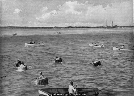 A Tub Race on Regatta Day in the Bahamas (1897, Bahamas, Regatta, Seascape, Social, Tub Race, West Indies)