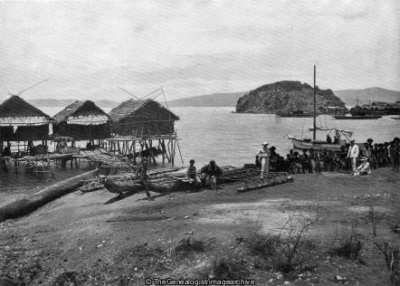 A Village Scene Port Moresby New Guinea (boat, Fisherman, Home, New Guinea, Port Moresby)