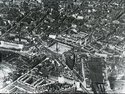 Aerial View Trafalgar Square ( England,  London,  Nelsons Column, Aerial View, Nelsons Column, Trafalgar Square)