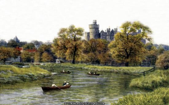 Arundel Castle from the River (Arun, Arundel, Arundel Castle, Castle, England, River, Rowing Boat, Sussex, Vessel)