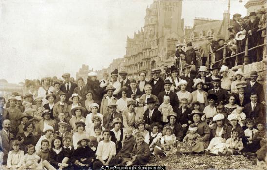 Aug 27th No 3 Hastings Beach (boater, bonnet, C1930, flat cap, Hastings, Hastings Beach, Palace Hotel, Sussex)