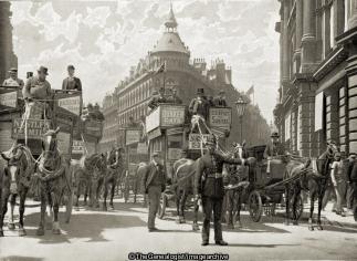 Autocrat of the streets (Cheapside, City of London, England, Horse and Carriage, Horse Drawn Omnibus, London, policeman, Queen Victoria Street)