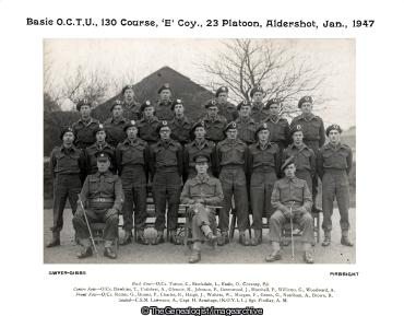 Basic Officer cadet(s) training unit. 130 Course E Coy 23 Platoon Aldershot Jan 1947 (1947, 23 Platoon, Aldershot, E Company, England, Hampshire, OCTU)