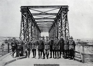 Big bridge over Canal du Nord (Havrincourt) Swindonian and New Zealand Officers (Canal Du Nord Bridge, Havrincourt, Northern France, Swindon, WW1)