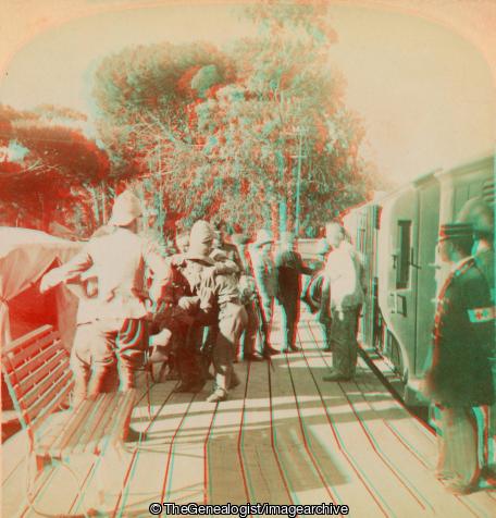 Boer War -  Ambulance Train in Wounded from the front Cape Town South Africa (3d, Ambulance, Boer War, Cape Town, Railway, South Africa, Train, vehicle, Wounded)