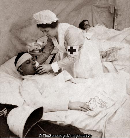 Boer War - In a field Hospital on the Tugela River (3d, Boer War, Field Hospital, Natal, Nurse, South Africa, Tugela River, Wounded)