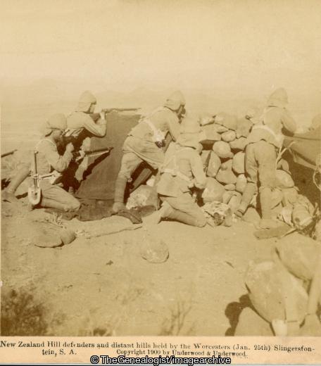 Boer War - New Zealand hill defenders and distant hills held by the Worcesters (Jan 25th) Slingersfontein, South Africa (3d, Boer War, Defenders, New Zealand, Northern Cape, Slingersfontein, South Africa)