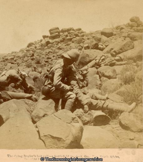 Boer War - The dying Bugler's last call - a battlefield incident, Gras Pan, South Africa (3d, Boer War, Bugler, Dying, Graspan, Northern Cape, South Africa)