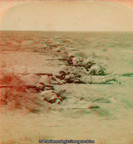 Boer War - Wiltshire boys stealing on the enemy at Orange River, but Boers captured them later at Rensburg, South Africa (3d, Boer War, Orange River, Regiment, Rensburg, South Africa, Wiltshire Regiment)