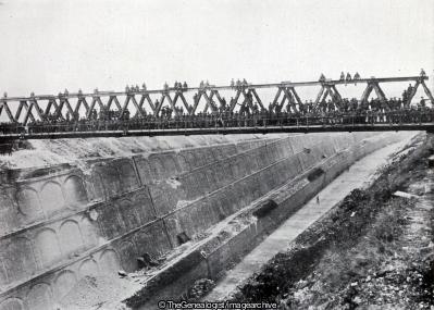 Bridge over Canal du Nord near Havrincourt erected by Swindon RE's and New Zealanders (Canal Du Nord Bridge, Havrincourt, Northern France, Swindon, WW1)