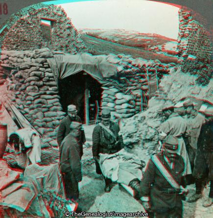 Bringing in Wounded on French Front after Battle Ablain St Nazaire (3d, Ablain Saint Nazaire, C1917, first aid, France, French, Nord-Pas de Calais, Soldiers, Wounded, WW1)