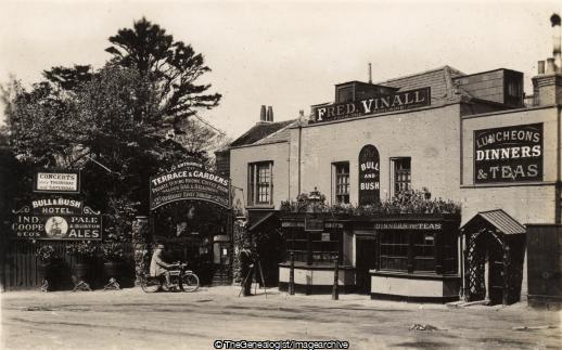 Bull and Bush Hotel Hampstead C1910 (Bull and Bush, C1910, Fred Vinall, Hampstead, Ind Coope, Motorbike, Photographer)
