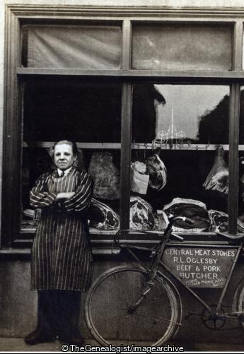 Butcher Central Meat Stores (bicycle, Butcher, Butchers, C1900, Central Meat Stores, Mr;R L;Oglesby, Reuben Lea Oglesby)