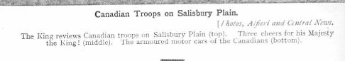 Canadian Troops on Salisbury Plain the armoured motor cars of the Canadians (armoured motor cars, Canadian, Salisbury Plain, Troops, WWI)