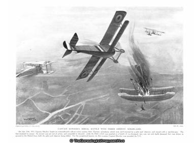 Captain Hawker's aerial battle with three German aeroplanes (1915, Belgium, Captain, Dogfight, Lanoe Hawker, Royal Flying Corps, VC, West Flanders, WW1, Ypres)
