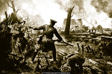Captain Vallentin leading his men against the enemy's trenches at Zillebeke (1914, 1st Battalion, Battle Of Ypres, Belgium, Captain, John Vallentin, South Staffordhire Regiment, VC, West Flanders, WW1, Zillebeke)